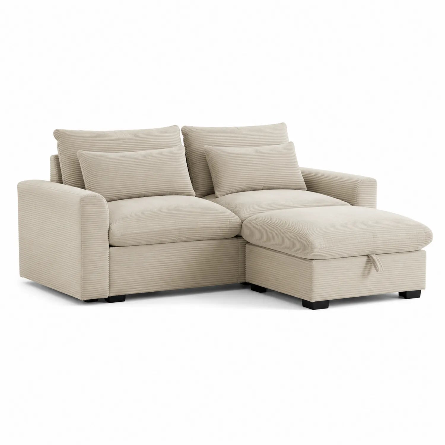 Sofá Chaise Longue de Chenilla Beige 260x160x80 cm