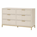 Cómoda de madera con 6 cajones beige 120x40x75 cm