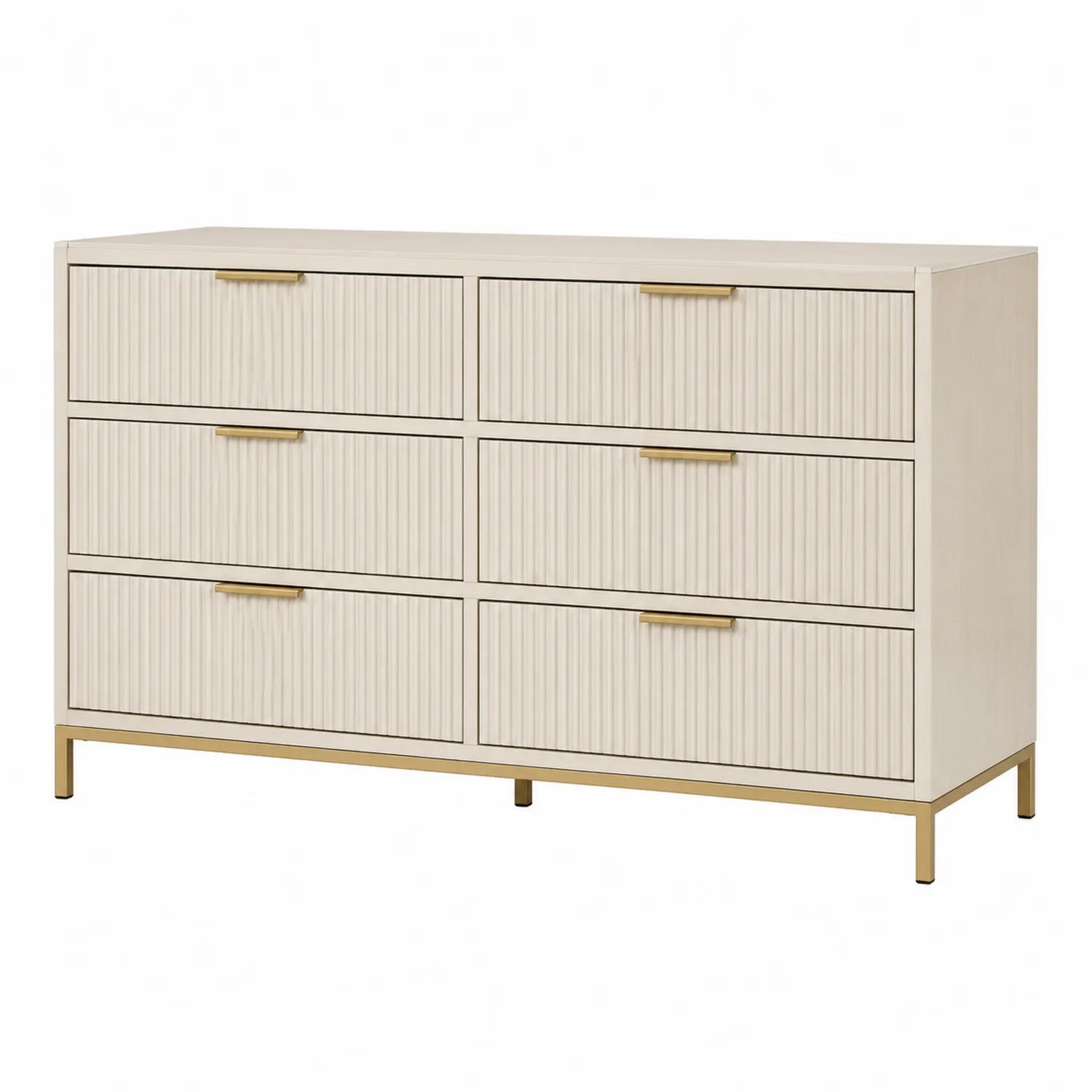 Cómoda de madera con 6 cajones beige 120x40x75 cm
