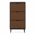 Armario de metal y madera con tres compartimentos marrón 120x60x35 cm