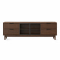 Mueble de TV de madera con puertas de vidrio y cajones 200x45x60 cm