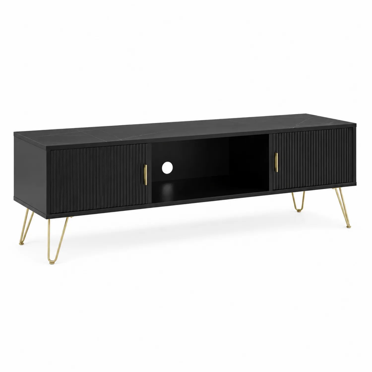 Mueble TV de MDF con Patas Metálicas Negro 120x40x45 cm