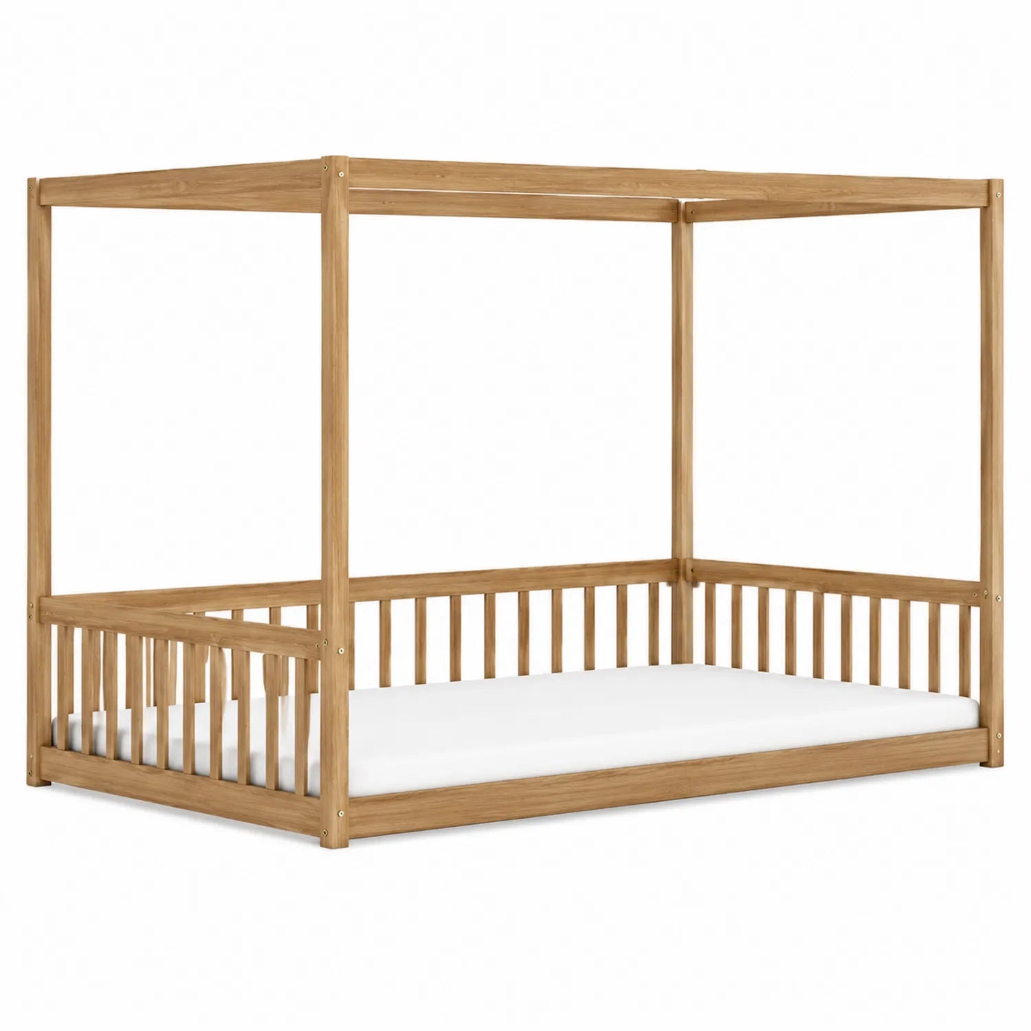 Cama con dosel de madera de pino 200x150x160 cm Natural