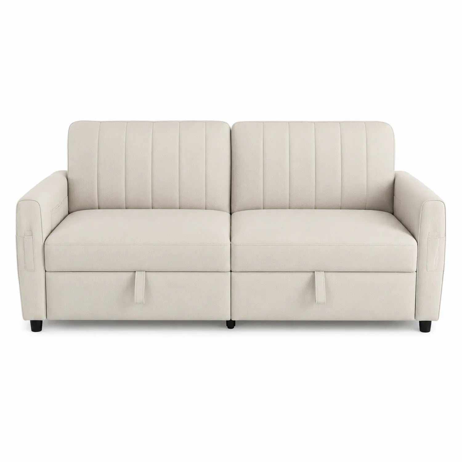 Sofá de 2 plazas tapizado beige piel sintética 200cm