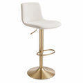 Taburete de Bar Ajustable de Tela Beige con Base Metálica Dorada