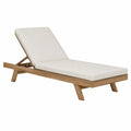 Tumbona de madera con cojín blanco 200x65x35 cm