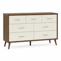 Cómoda de Madera y Metal con 7 Cajones Blanco y Marrón