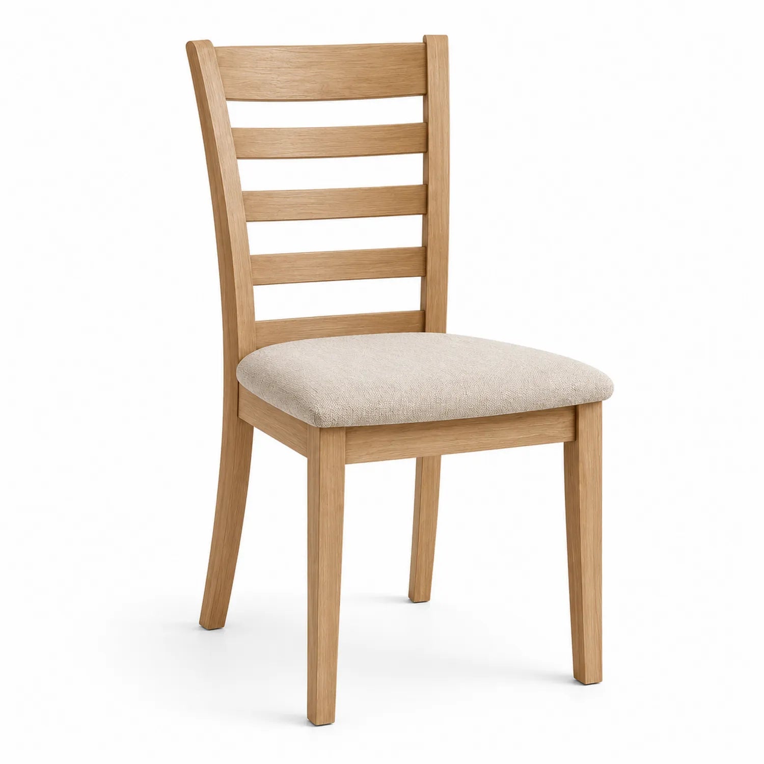 Silla de comedor de madera de roble y poliéster beige 85x45x50 cm