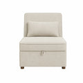 Silla tapizada de poliéster beige con almacenamiento 80 cm