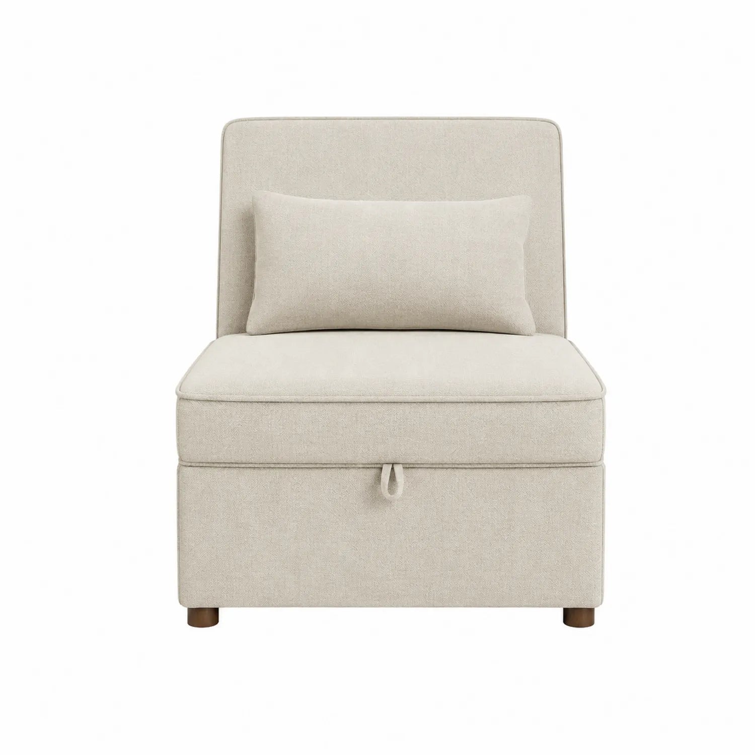 Silla tapizada de poliéster beige con almacenamiento 80 cm