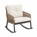 Silla mecedora de aluminio y cuerda poliéster beige 80x75x90 cm
