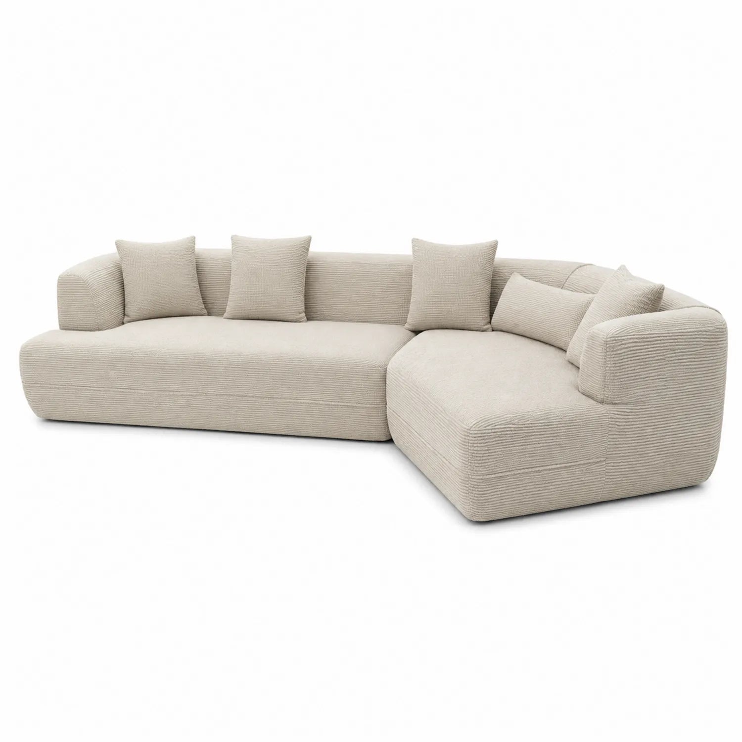 Sofá modular de esquina en tela de chenille beige