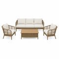 Conjunto de Muebles de Exterior de Ratán con Cojines Crema