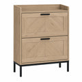 Zapatero de Madera MDF y Metal Roble 90x60x30 cm