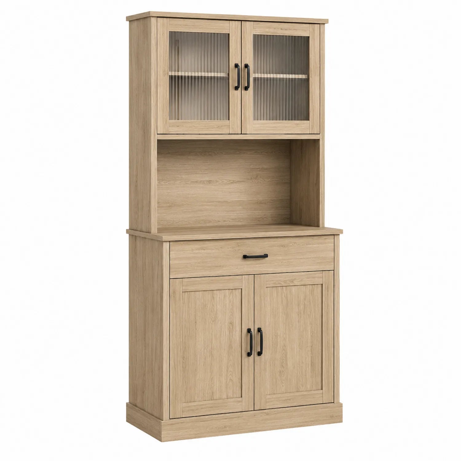 Armario de madera con puertas de vidrio estriado 200x80x40 cm