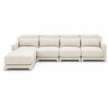 Sofá modular esquinero en tela poliéster beige con chaise longue