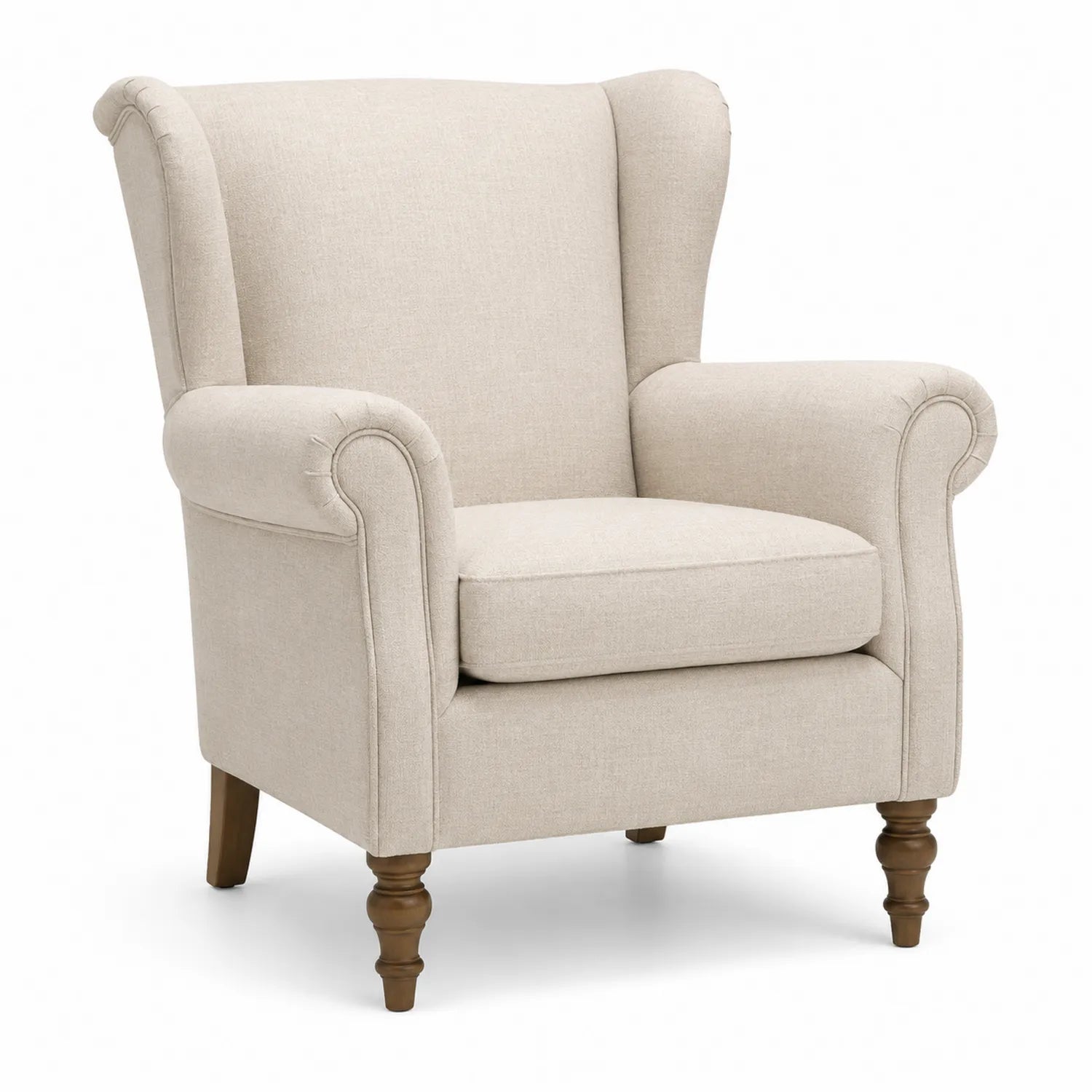 Sillón de lino con patas de madera 90x85x105 cm