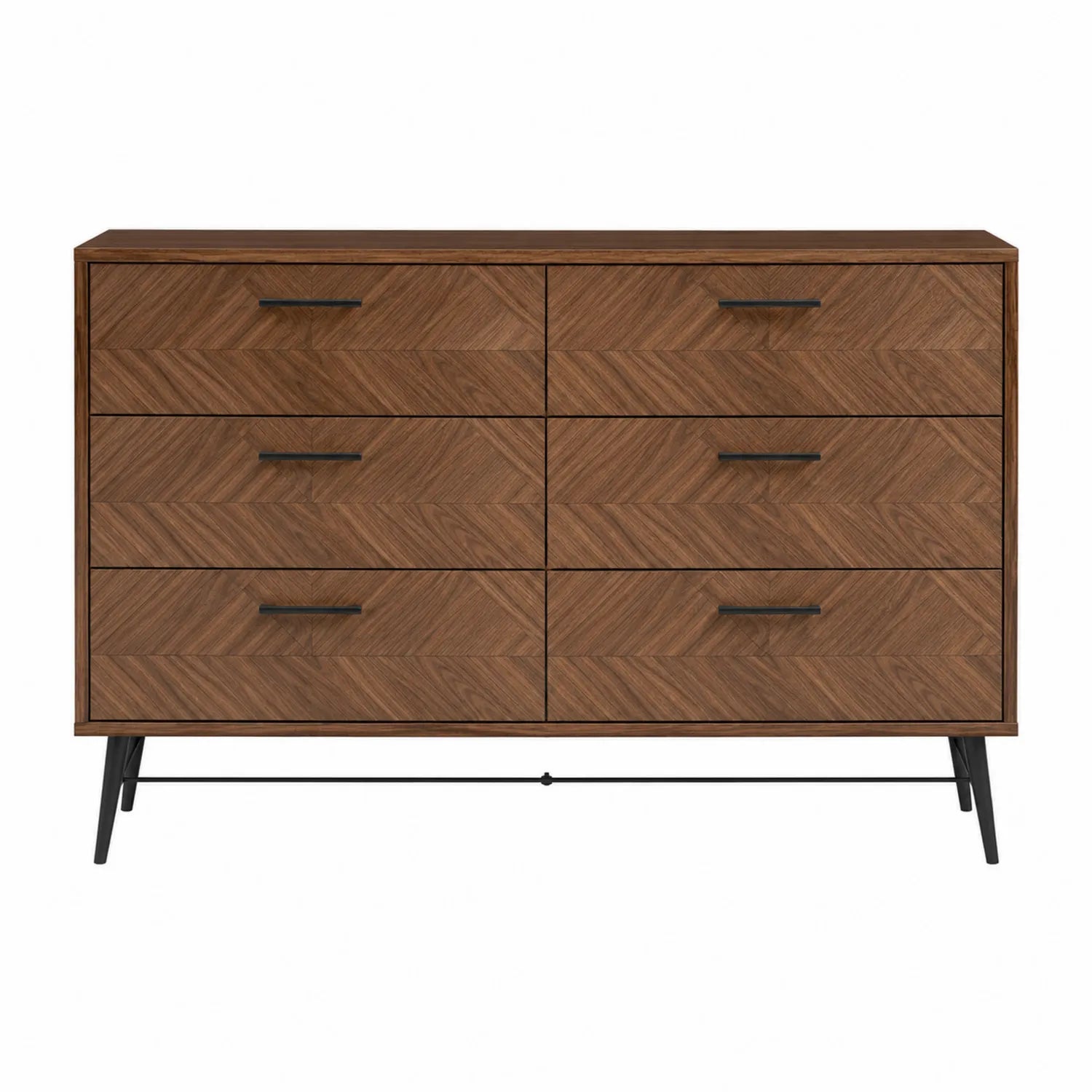 Cómoda de madera con 6 cajones de nogal