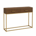 Mesa consola de madera y metal marrón/dorado 120x35x80 cm
