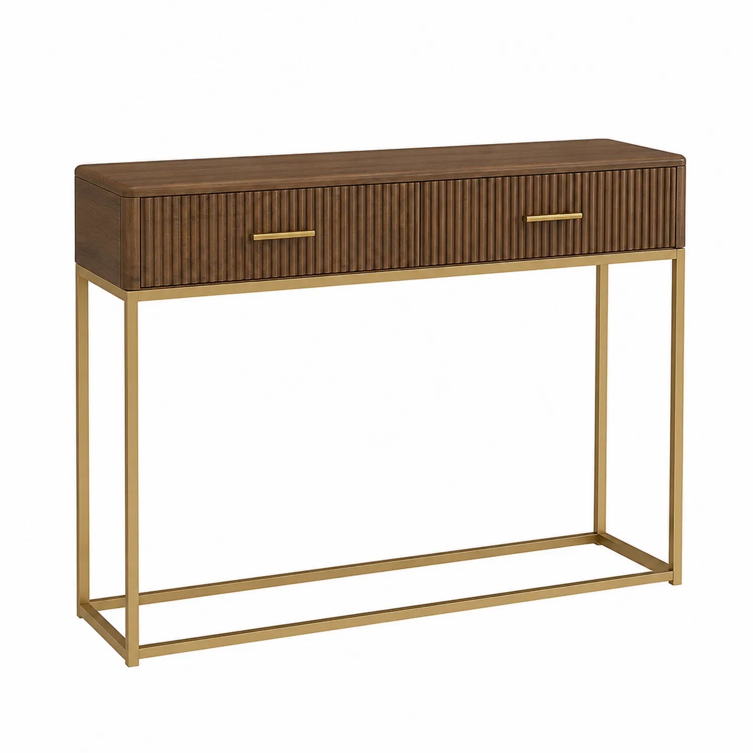 Mesa consola de madera y metal marrón/dorado 120x35x80 cm