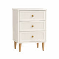 Cajonera de Madera Blanca con 3 Cajones y Patas de Madera Maciza