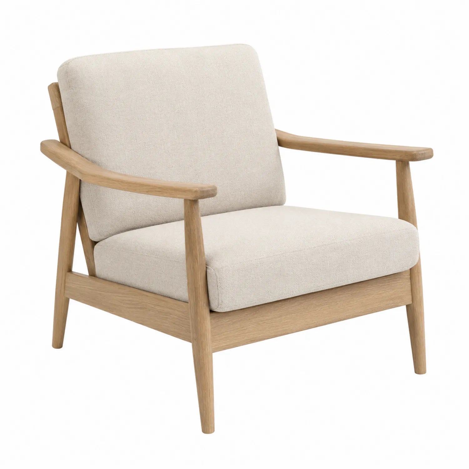 Sillón de Madera Tapizado en Tela Beige 75x70x80 cm