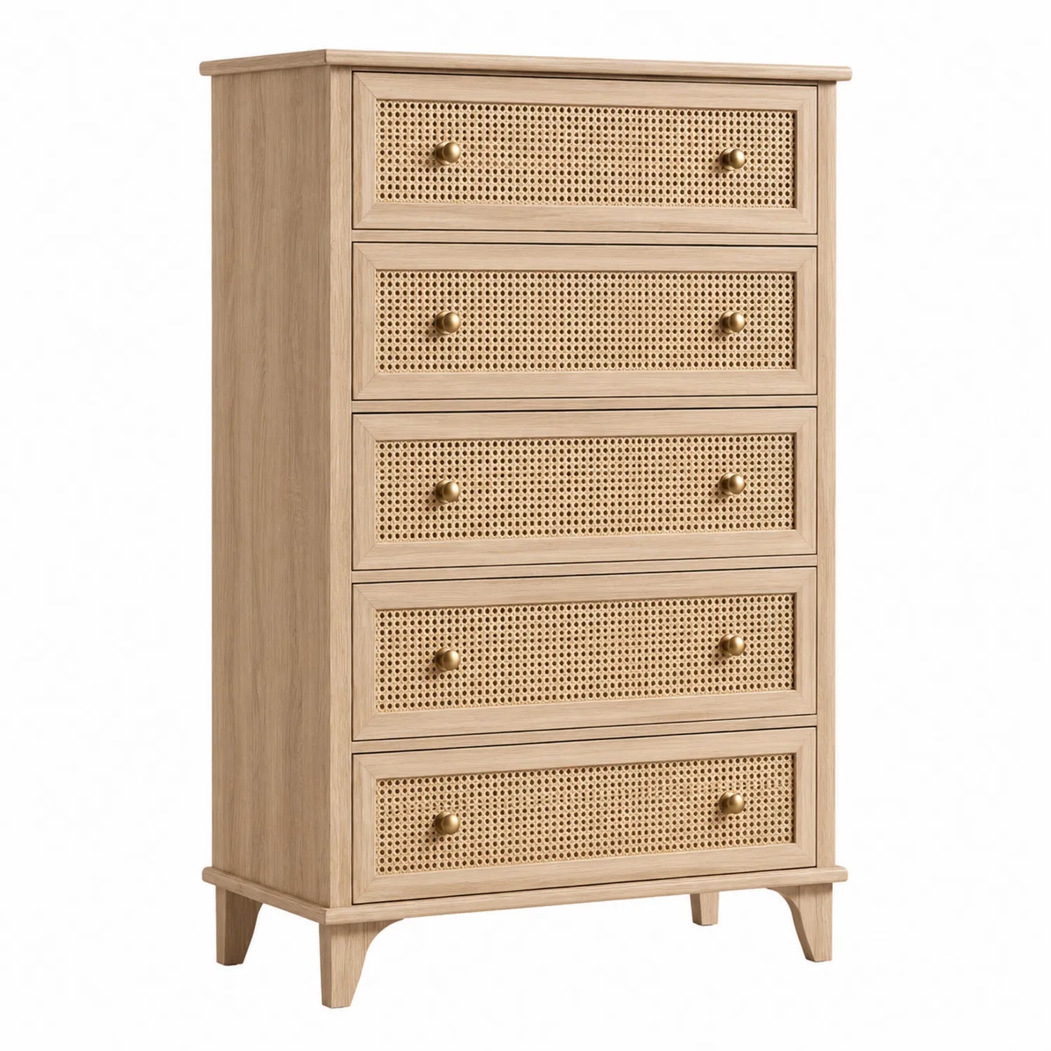 Cómoda de Madera con Cajones de Ratán Natural