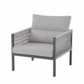 Sillón de exterior de aluminio y cuerda gris