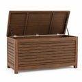 Baúl de madera de acacia marrón para exterior 120x50x60 cm