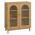 Armario de madera con puertas de cristal acanalado 80x40x120 cm