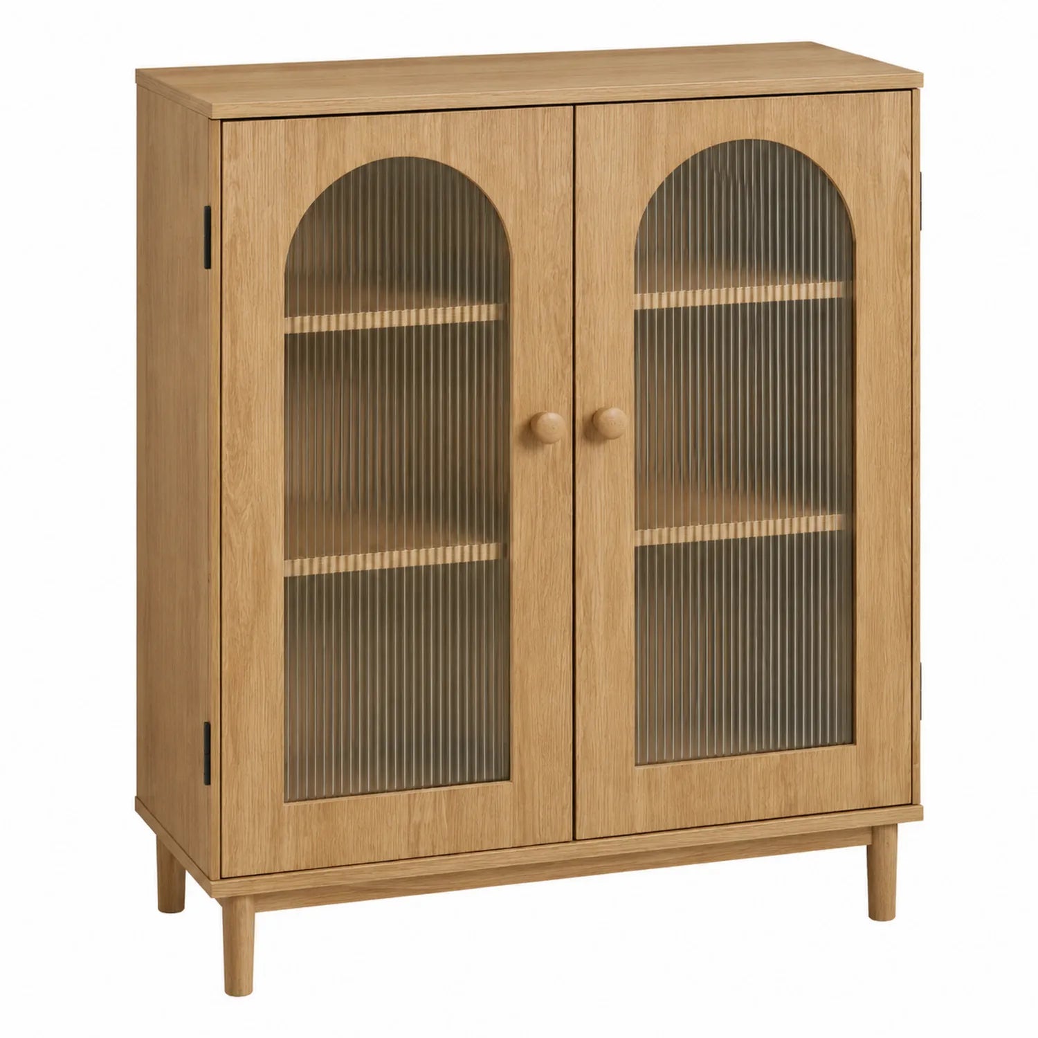 Armario de madera con puertas de cristal acanalado 80x40x120 cm