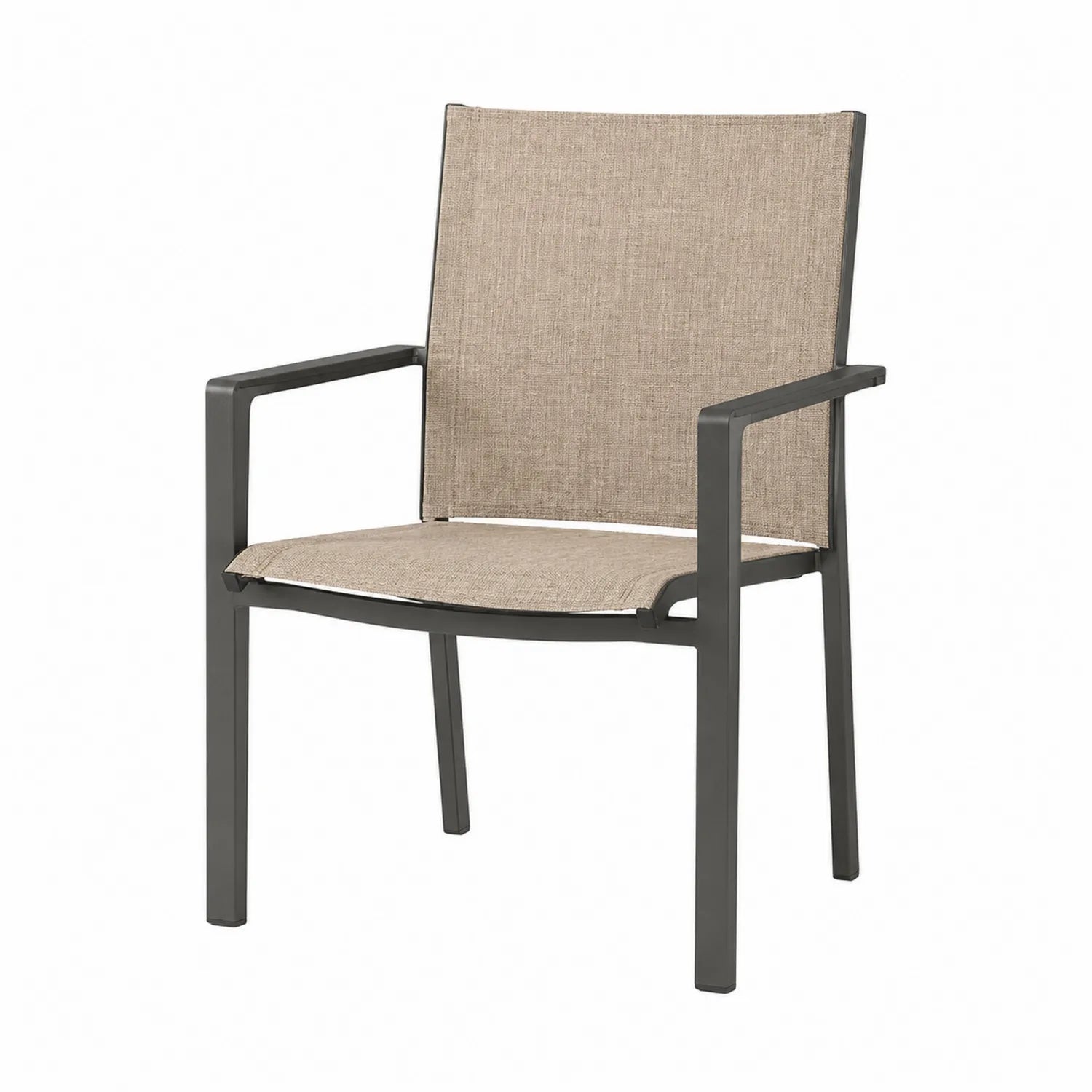 Silla de comedor de aluminio con asiento de textileno beige 55x60x90 cm
