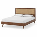 Cama de madera y ratán 200x150 cm Marrón