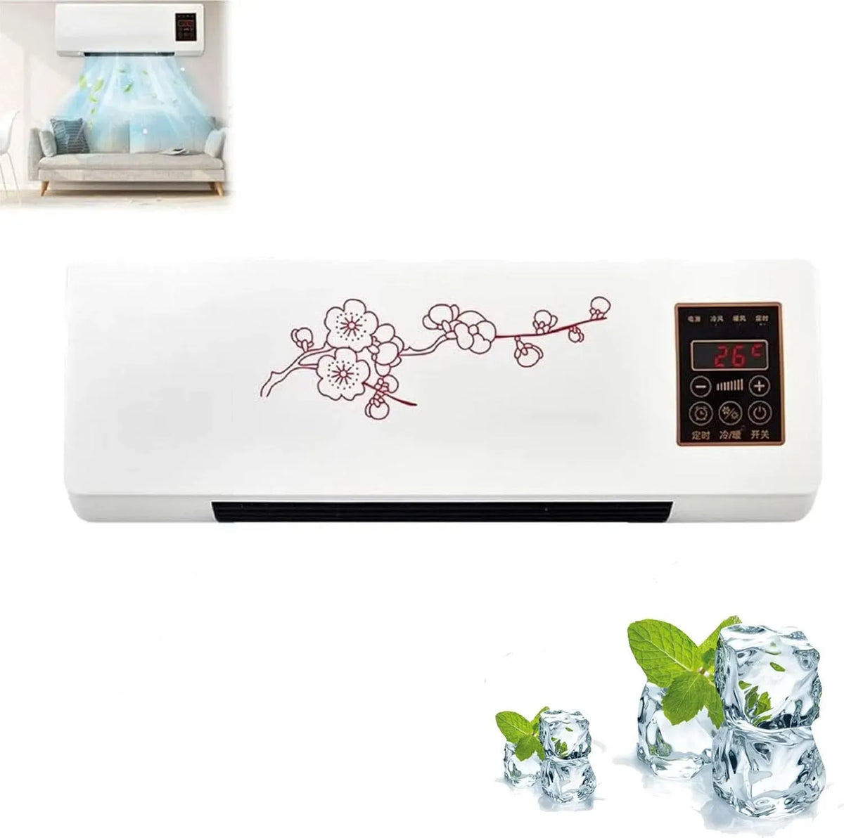 Luftkühler, 2000 W, tragbar, Wohnzimmergestaltung, tragbare Fernbedienung, AC-Einheit für Schlafzimmer und Wohnzimmer