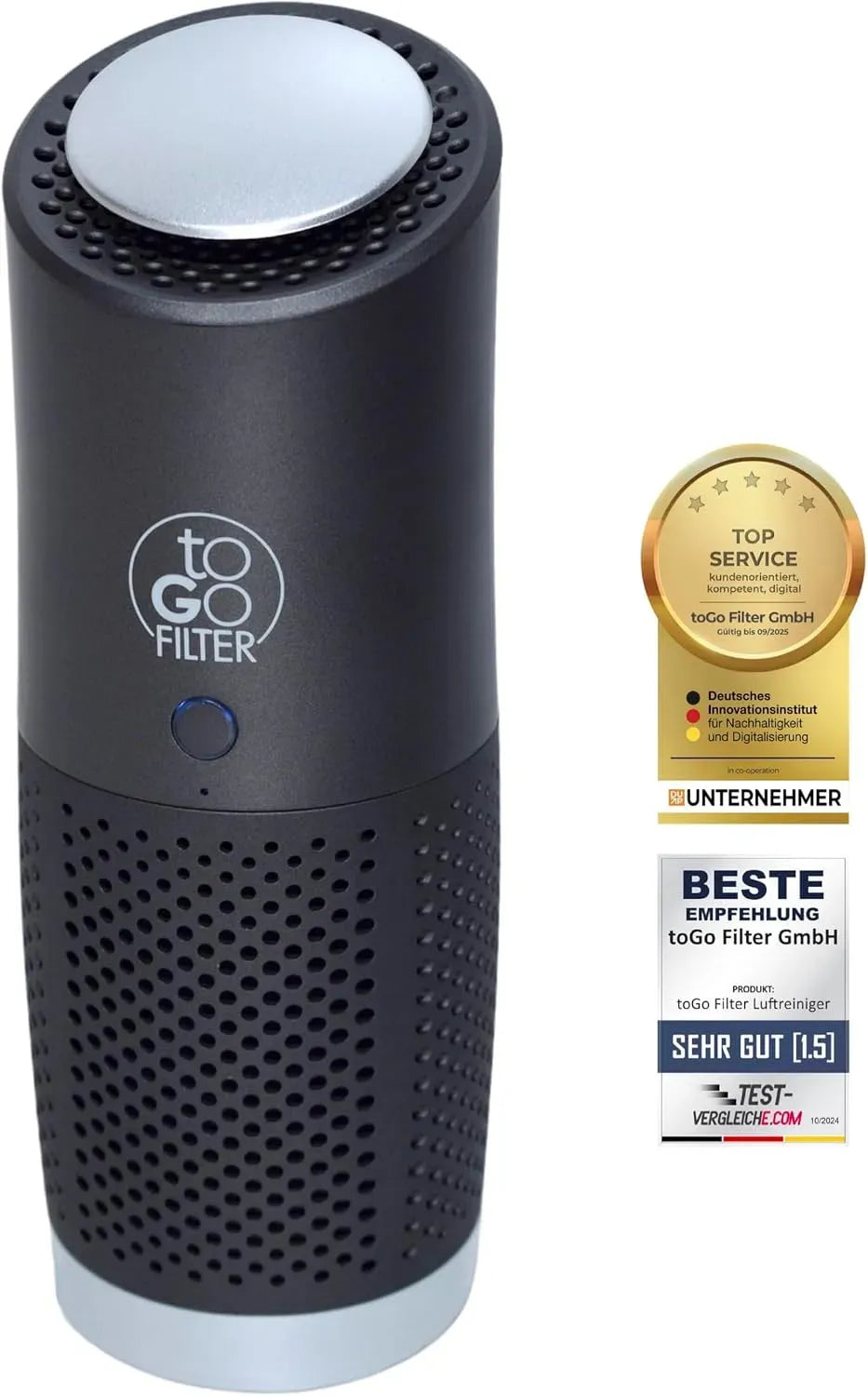Luftreiniger, tragbar, Luftreinigungsgerät, Filter, Akku, toGo Filter tragbarer Luftreiniger mit Akku