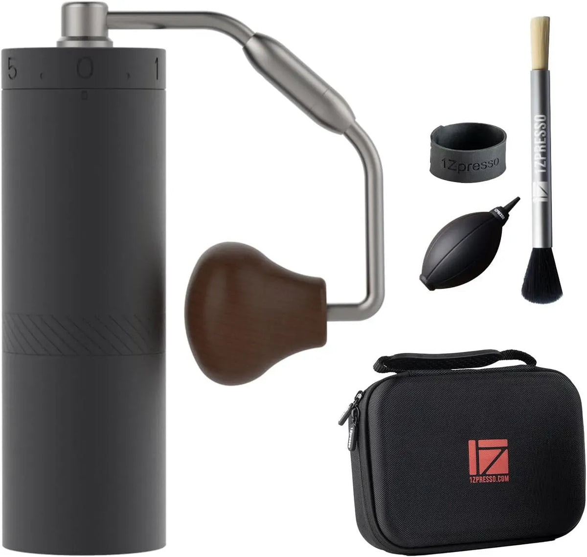 1Zpresso Kaffeemühle, Kaffeebohnenmühle, Edelstahl, Schwarz