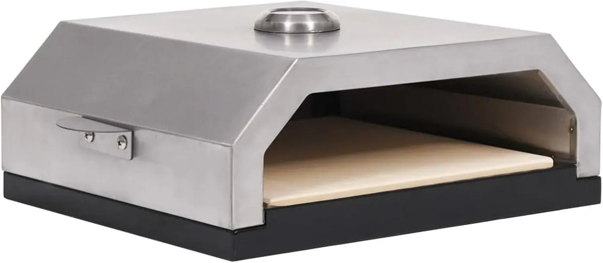 Elektrischer Pizzaofen, 49 x 35 x 15,5 cm, Outdoor, Grill, Edelstahl, Schwarz, für Outdoor-Partys und Garten 47395, Edelstahl und emaillierte Basis