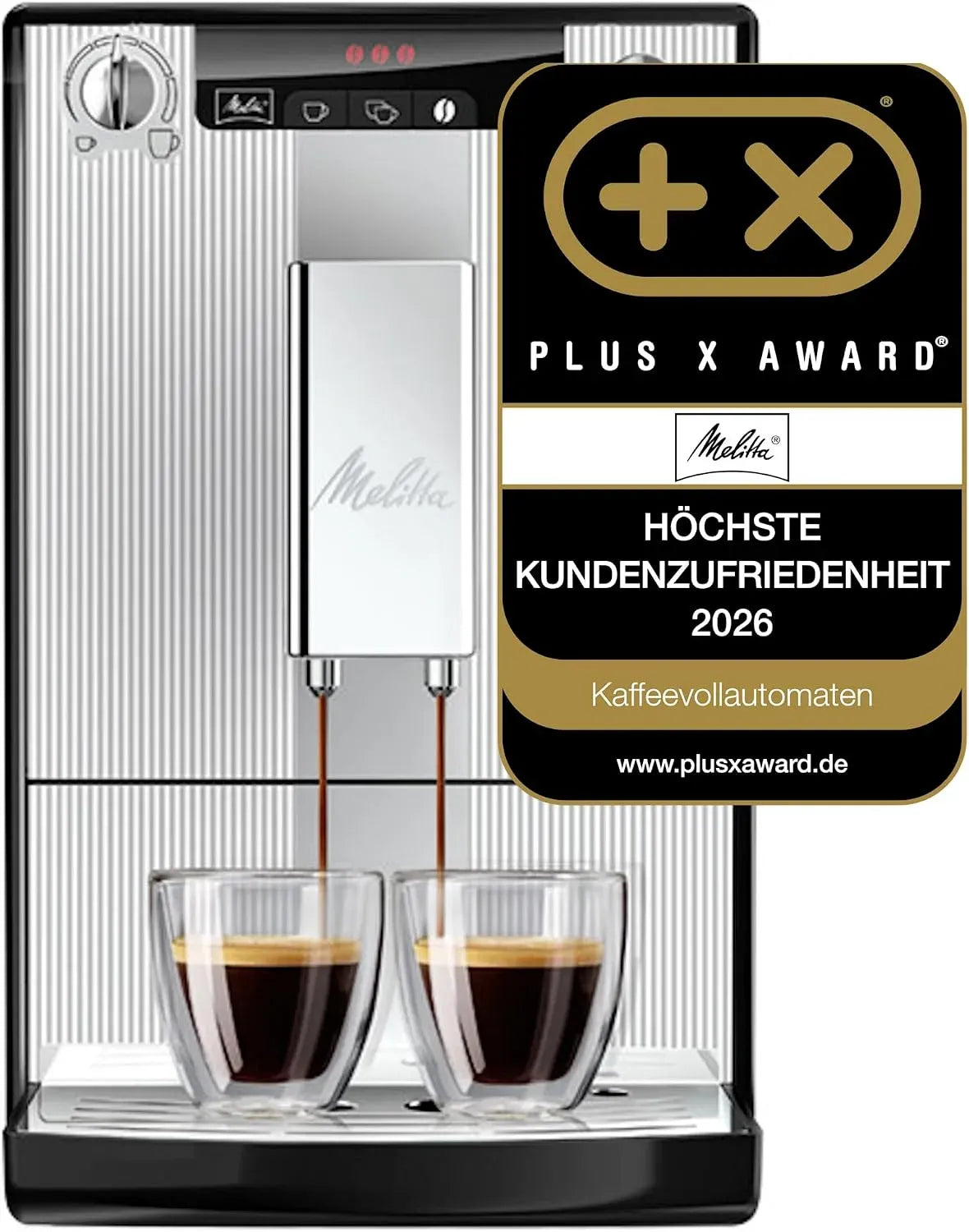 Melitta Kaffeevollautomat, Silber, automatische Kaffeemaschine, Schlanker Kaffeevollautomat mit Vorbrühfunktion