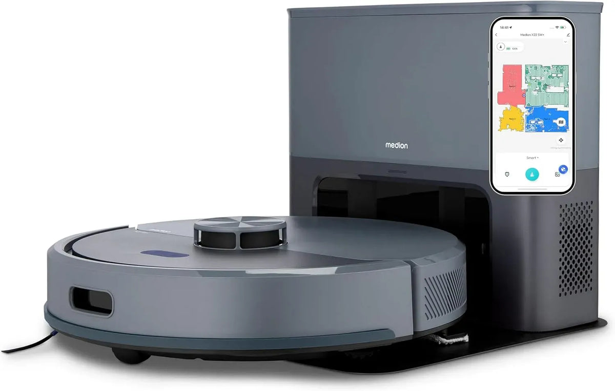 Saugroboter, MEDION X23 2in1, Blau, Starke 5000Pa Saugkraft