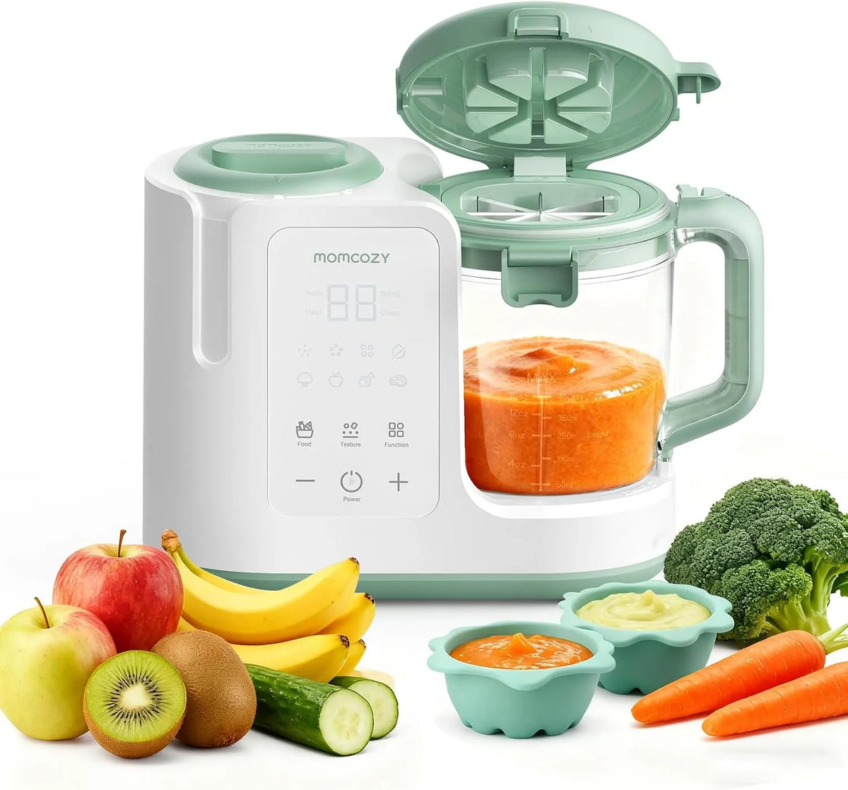 6-Klingen-Mixer 3-Stufen-Textur Babynahrungszubereiter, 450 ml, Touch-Bedienung, Kindersicherung