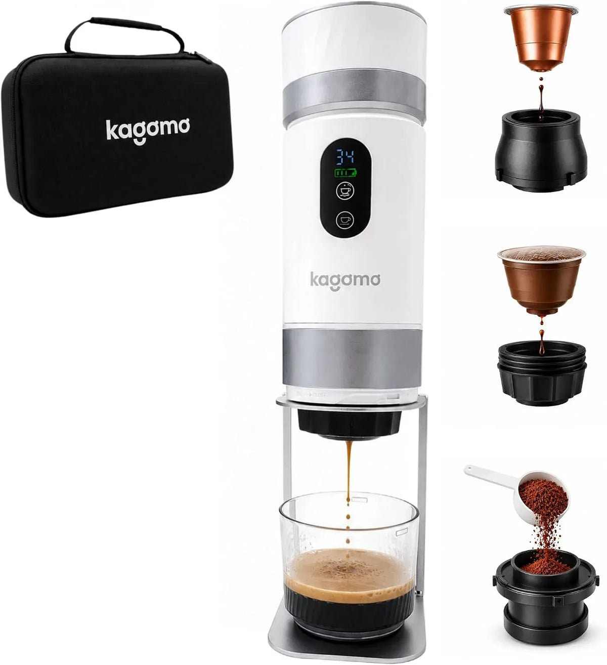 Espressomaschine, tragbar, USB, USB und Standfuß