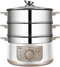 3-Tier 60Min Dampftopf, 13 L, 1500 W, Timer, Edelstahl, für Knödel, Generisch