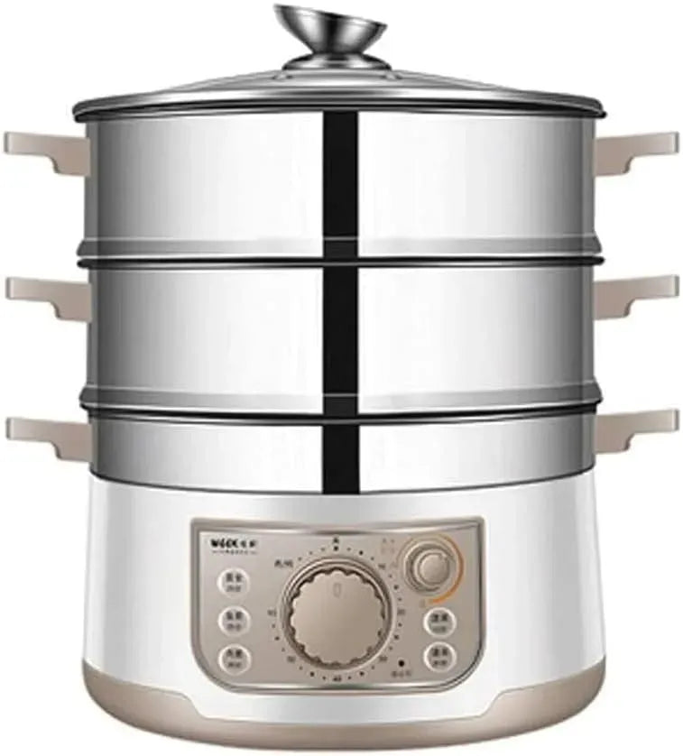 3-Tier 60Min Dampftopf, 13 L, 1500 W, Timer, Edelstahl, für Knödel, Generisch