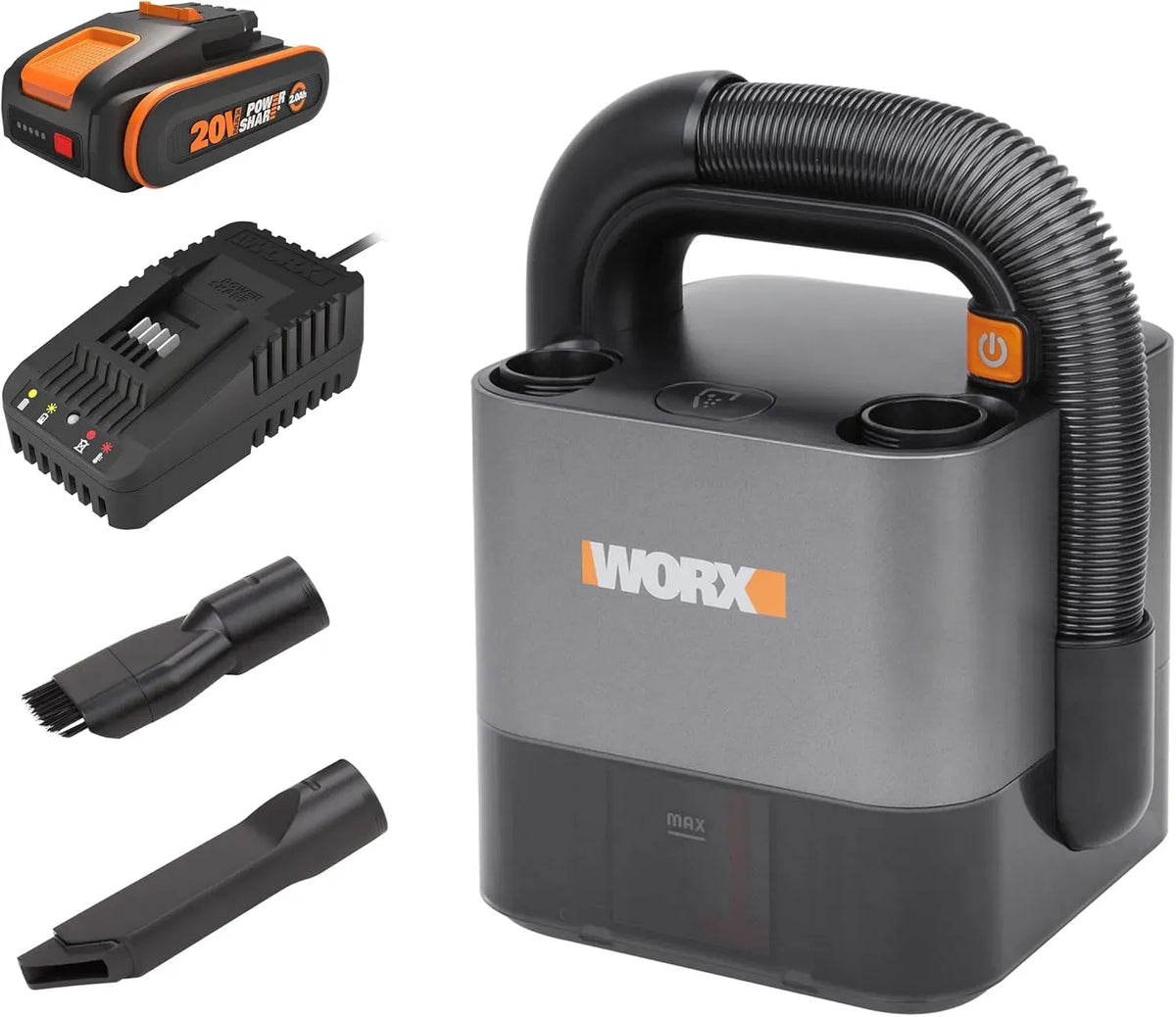 Staubsauger, 20 V, WORX WX030, elektrisches Staubsauggerät, Akku & Ladegerät