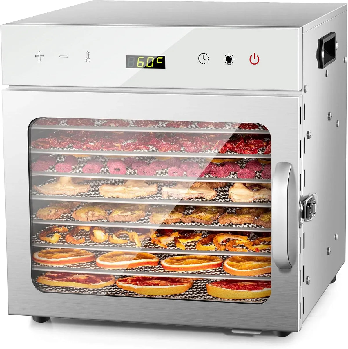 6er Dörrautomat, Lebensmitteltrockner, 30 bis 90 °C, Edelstahl, für Gemüse