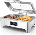 Chafing Dish Warmhaltebehälter, 9 L, Touch-Bedienung, Warmhaltefunktion, gewerblich, Edelstahl, Edelstahl Warmhaltebehälter für Buffet und Party