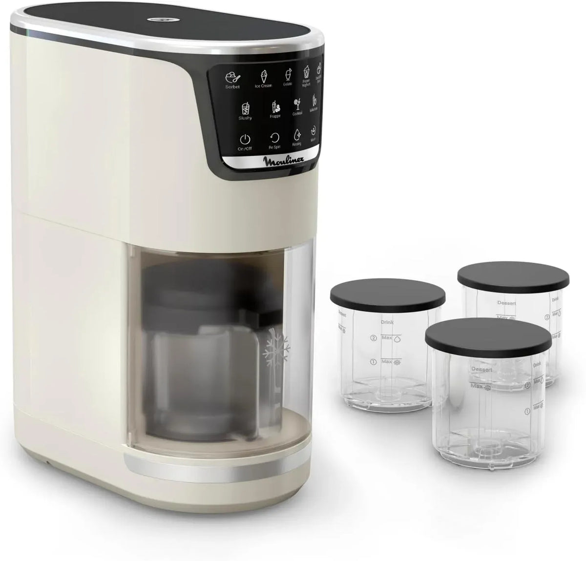 Moulinex Eismaschine, Speiseeismaschine, 10 Programme, Weiß