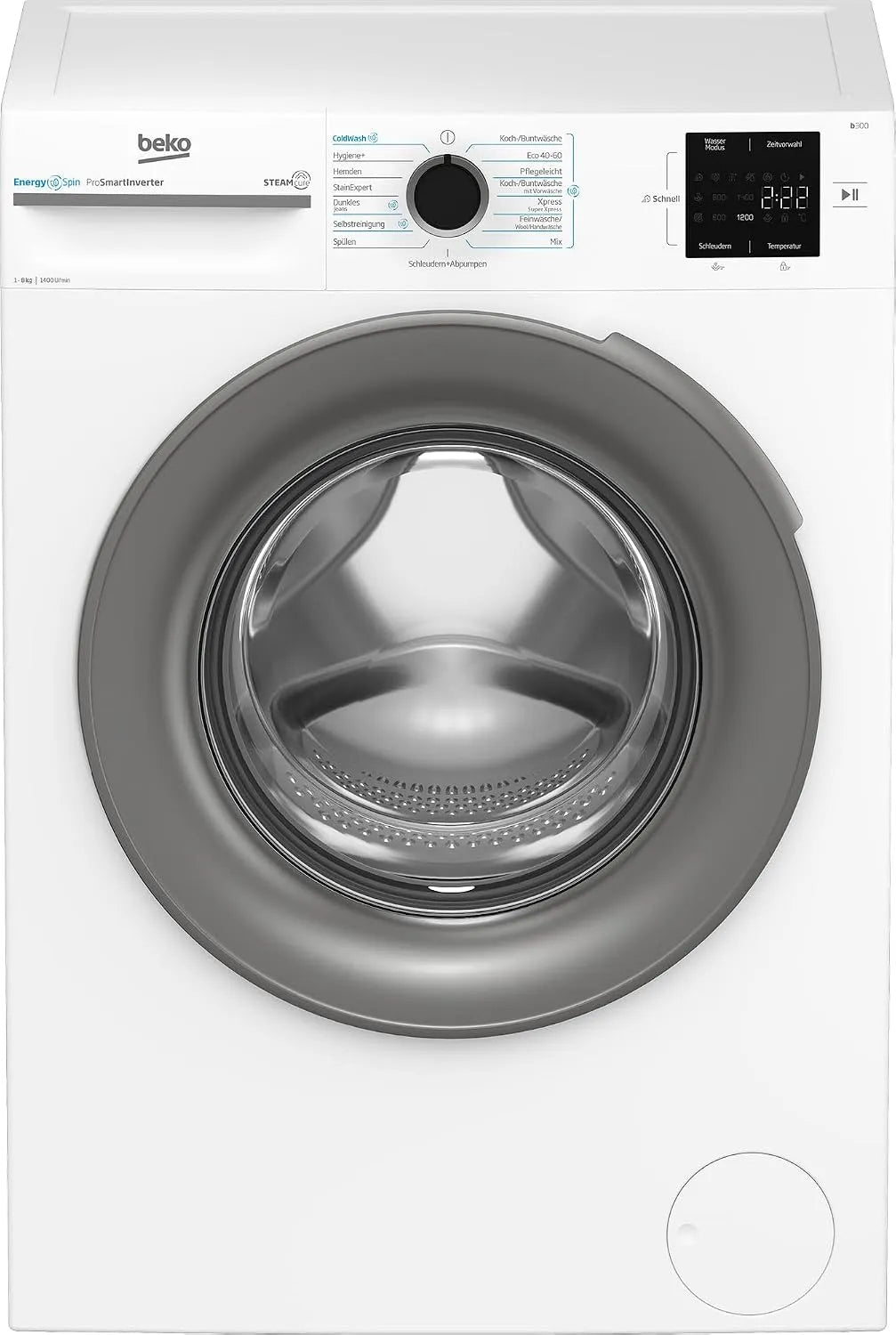 Beko BM3WFU4841W1 Waschmaschine, 8 kg, Dampf, Weiß, SteamCure Dampffunktion, 1400 U/min