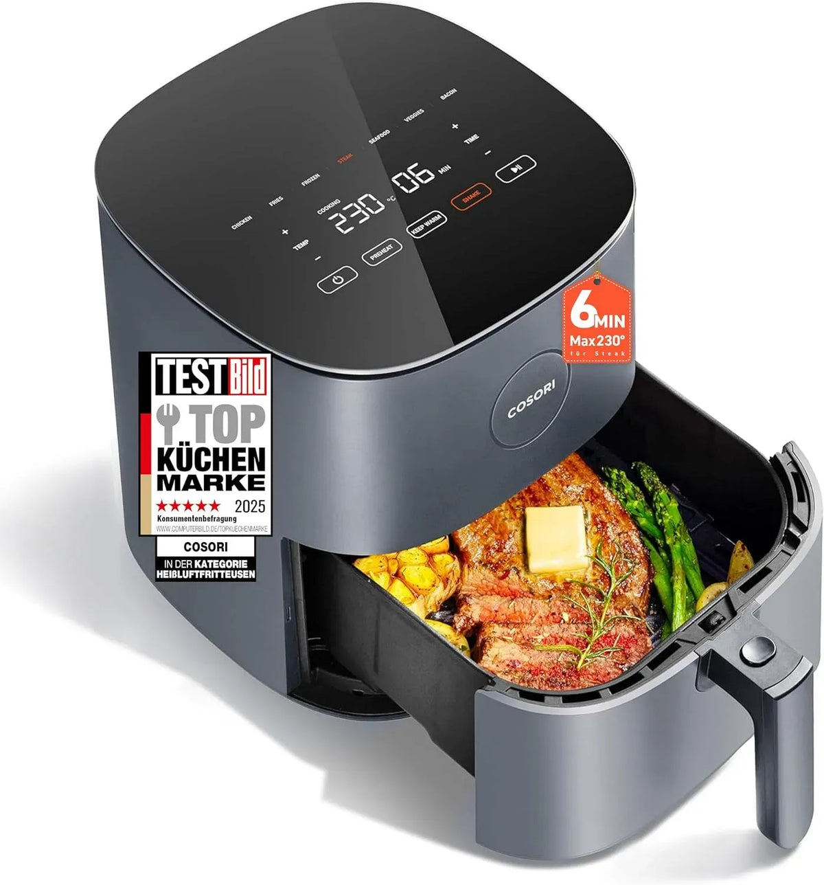 Heißluftfritteuse, 4,7 L, Cosori 7-in-1, elektrische Fritteuse ohne Öl