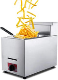 Edelstahl-Fritteuse, Gasfritteuse, 6 L, für den gewerblichen und privaten Gebrauch